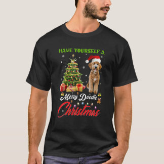 Camiseta Tenha uma Feliz de Natal Goldendoodle