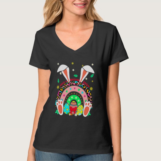 Camiseta Tenha Uma Páscoa Bela, Leopardo, Páscoa Arco-Íris  (Frente)