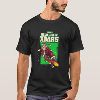 Camiseta Tenham Um Skater Engraçado Ollie Jolly Xmas