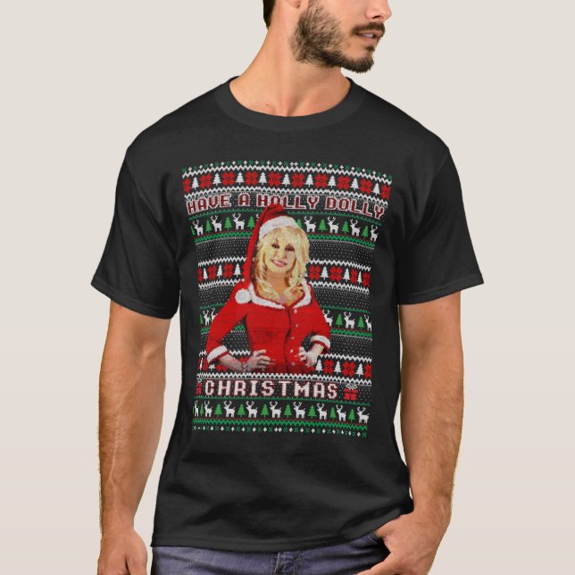 Camiseta Tenham um T-Shirt Clássico de Natal Holly1 (Frente)