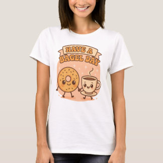 Camiseta Tenham uma Arte Foodie Kawaii em Bagel Day
