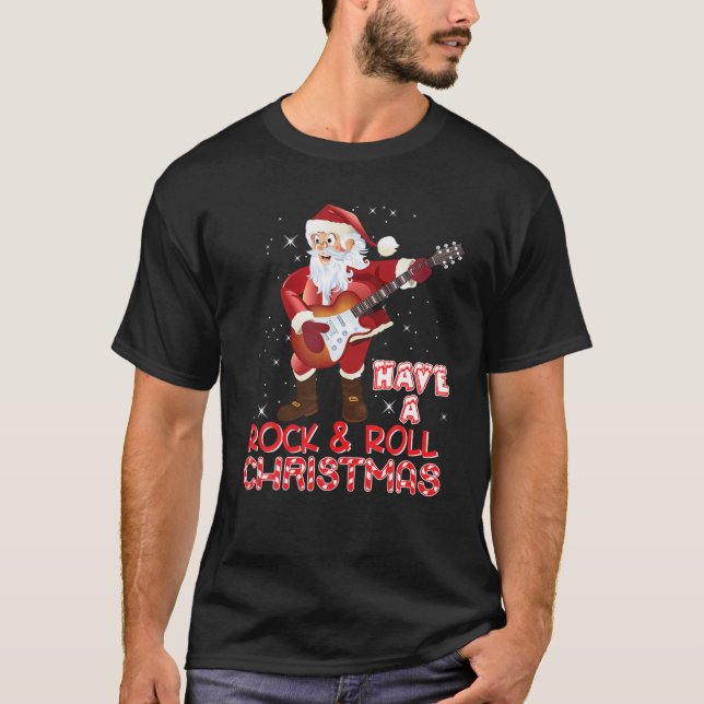 Camiseta Tenham Uma Pedra E Papais noeis De Natal Elétricas (Frente)