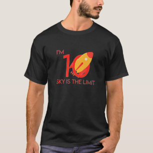 Camiseta Tenho 10 anos - O céu é o limite - foguete no es