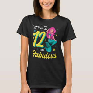 Camiseta Tenho 12 Anos E Festa de aniversário De Sereia Fab