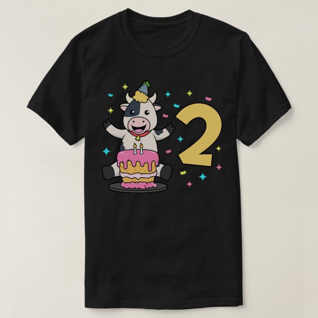 Camiseta Tenho 2 anos com aniversário de criança de vaca co (Frente do Design)