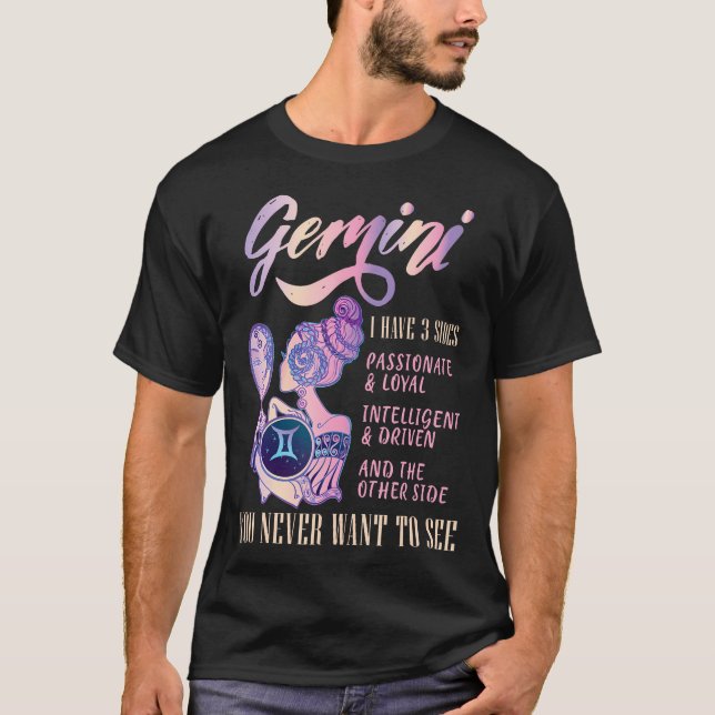 Camiseta Tenho 3 Sides Gemini Sinal Zodiac (Frente)