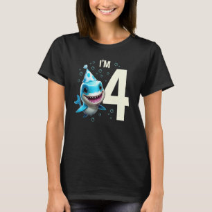 Camiseta Tenho 4 anos, Criança de Peixe-Tubarão-Cute 4