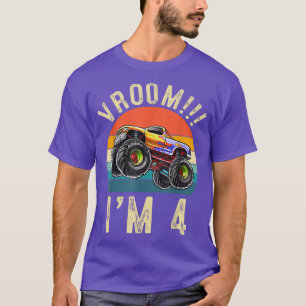 Camiseta Tenho 4 anos Vroom 4th Birthday Party Truck Car