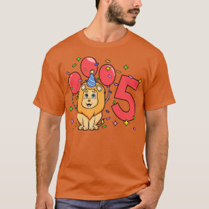 Camiseta Tenho 5 anos com aniversário de criança de leão de
