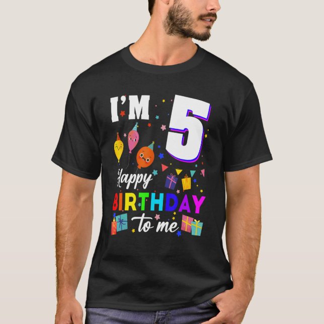 Camiseta Tenho 5 anos Feliz Aniversário para Mim 5 Aniversá (Frente)