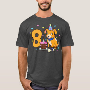Camiseta Tenho 8 anos com aniversário de criança de cão de