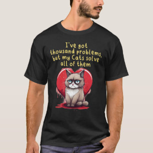 Camiseta Tenho mil Problemas, Roupa de Gatos engraçados 1