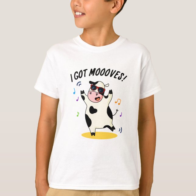 Camiseta Tenho Mooves Engraçados Dançando Vacas. (Frente)