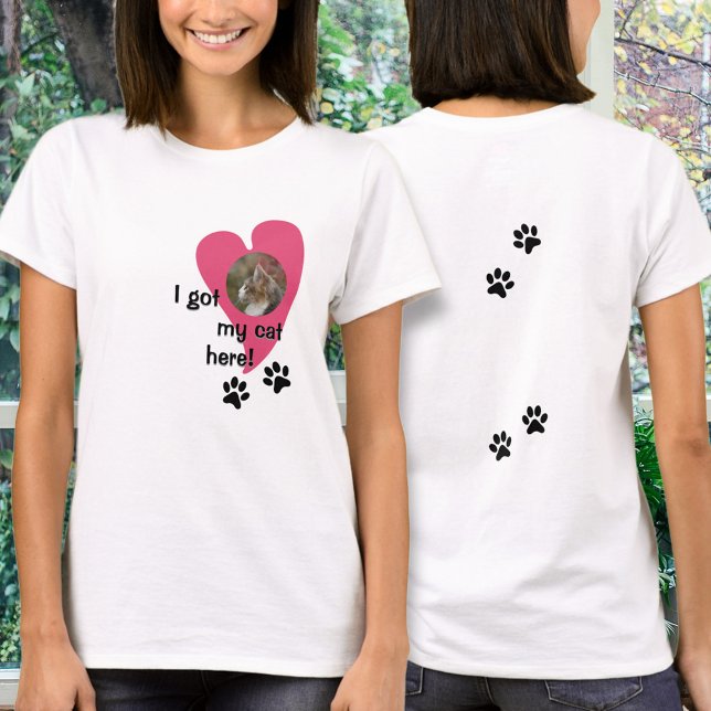 Camiseta Tenho o meu gato aqui! Personalização da Foto (Express your love for your cat!)