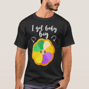 Camiseta Tenho um bebê King Cake Pregancy revelador