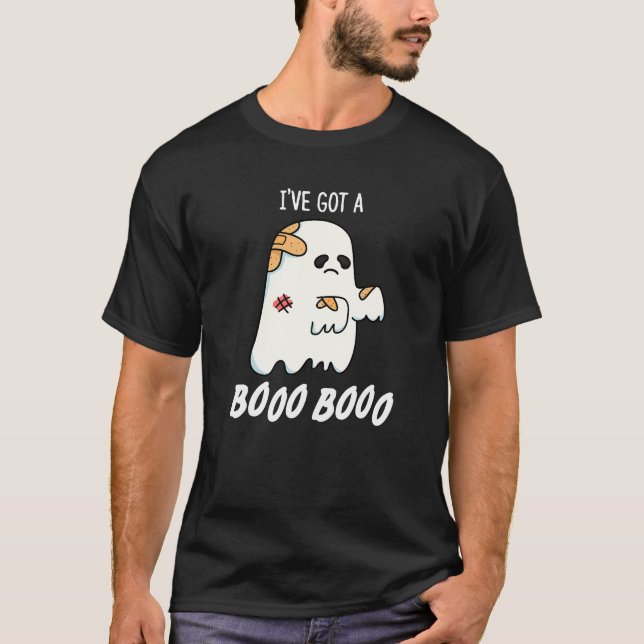 Camiseta Tenho um Boo Boo Engraçado Fantasma Dark BG (Frente)