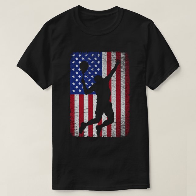 Camiseta TÊNIS Americano de Bandeiras para Homens Mulheres (Frente do Design)
