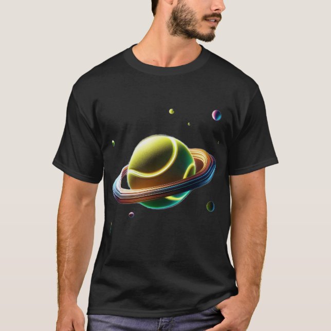 Camiseta Tênis Ball Como Planeta Saturno, Design de Espaço  (Frente)