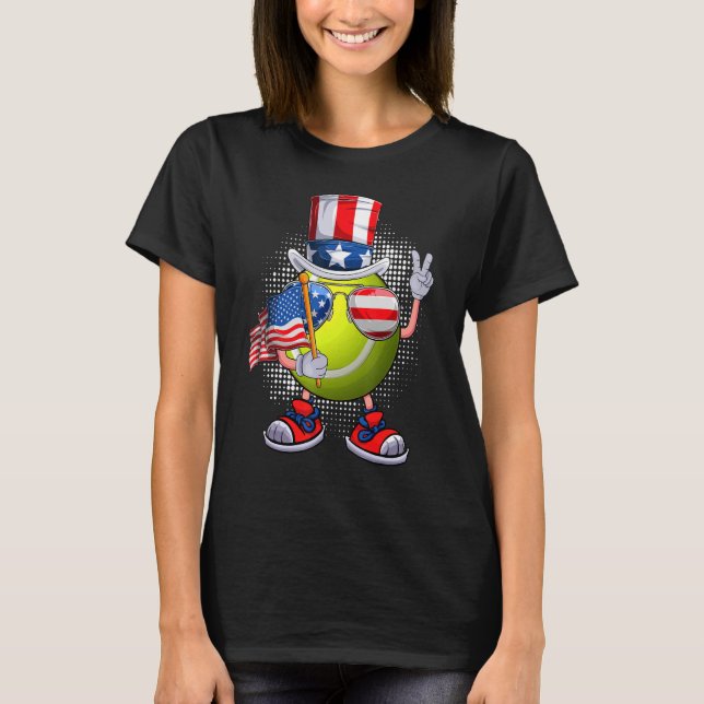 Camiseta Tênis Ball & Tio Sam Hat American Flag 4th Of J (Frente)