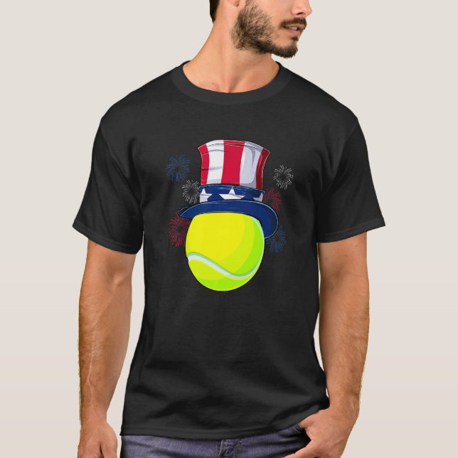 Camiseta Tênis Ball & Tio Sam Hat American Flag 4th Of J (Frente)