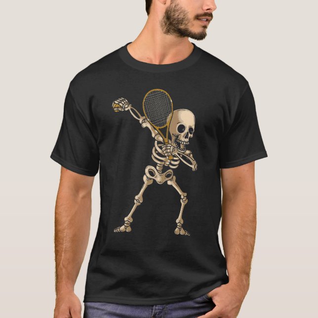 Camiseta Tênis de Esqueleto De tênis Dabbing Com Halloween  (Frente)
