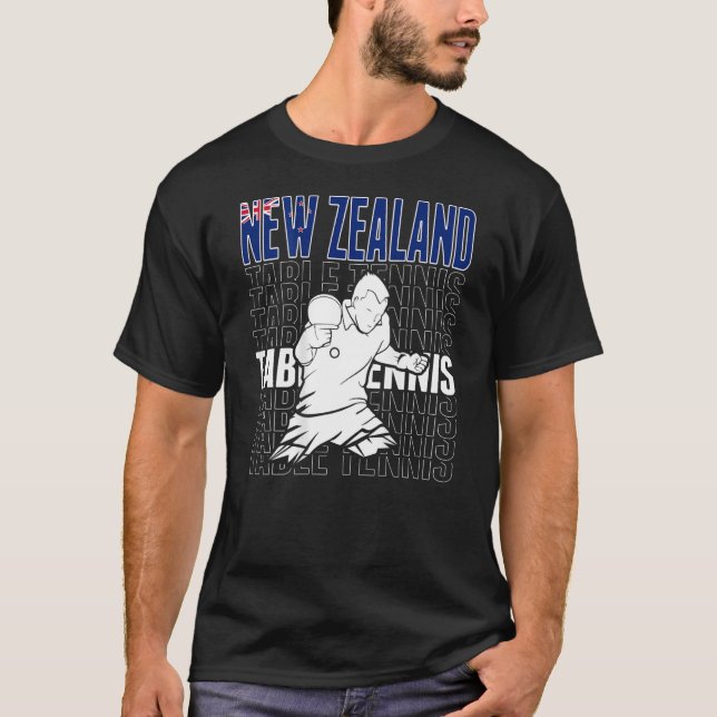 Camiseta Tênis de Mesa de  Nova Zelândia Suporte a Kiwi Pin (Frente)