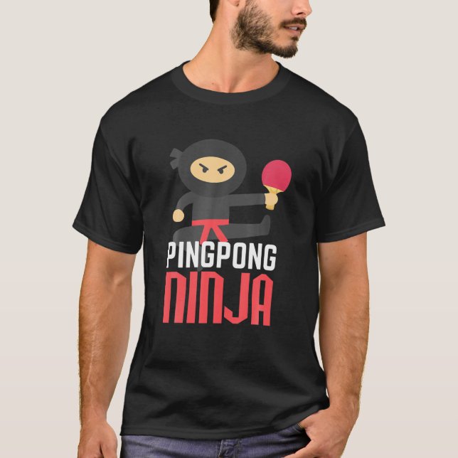 Camiseta Tênis de Mesa Ninja de Ping Funny (Frente)