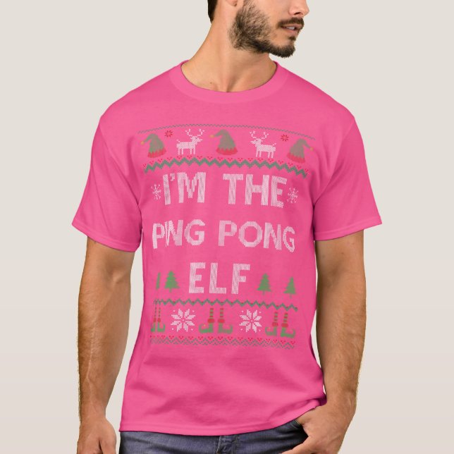 Camiseta Tênis de Natal Feia Ping Pong Elf (Frente)
