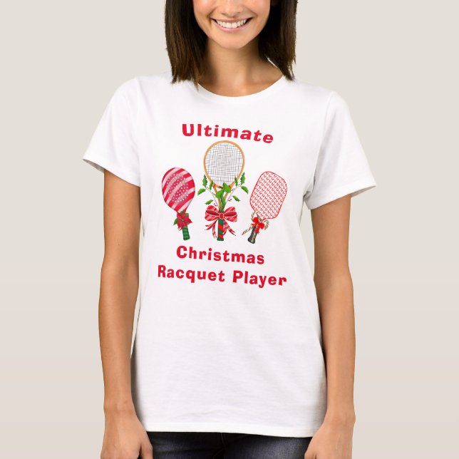 Camiseta Tênis de Natal, Paddleball, Jogador de Pickleball  (Frente)