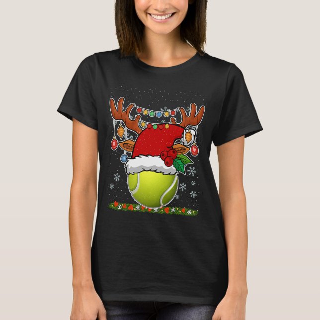 Camiseta Tênis de Natal Reindeer e Santa Hat Árvore Natal L (Frente)