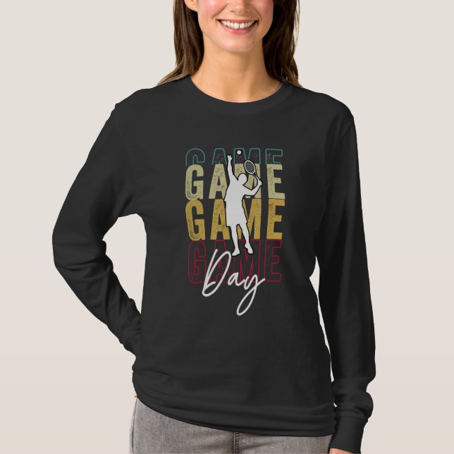 Camiseta Tênis do Dia de Jogo Mãe Para Mulher Jogo Vibes Eq (Frente)