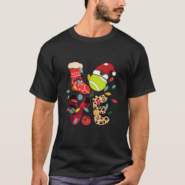 Camiseta Tênis do Natal Santa Claus Jogo Tênis Racket Hu (Frente)