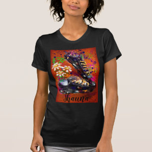 Camiseta Tênis e margaridas - Laranja impressionista Branco