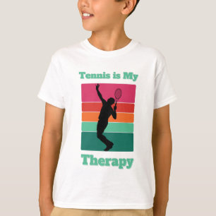 Camiseta Ténis é o meu retângulo retrô do pôr-do-sol terapi