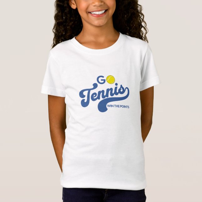 Camiseta Tênis em T-Shirt de Meninas Azuis (Frente)