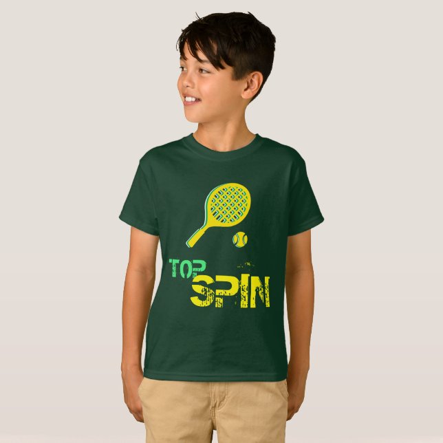Camiseta Tênis Esporte Pop de Arte, Racket Verde e Amarelo (Frente Completa)