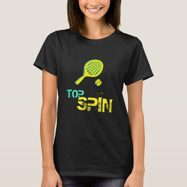 Camiseta Tênis Esporte Pop de Arte, Racket Verde e Amarelo (Frente)