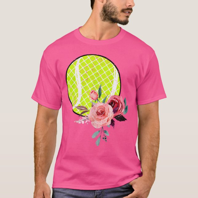 Camiseta Tênis Floral, Raparigas E Mulheres Flores, Impress (Frente)