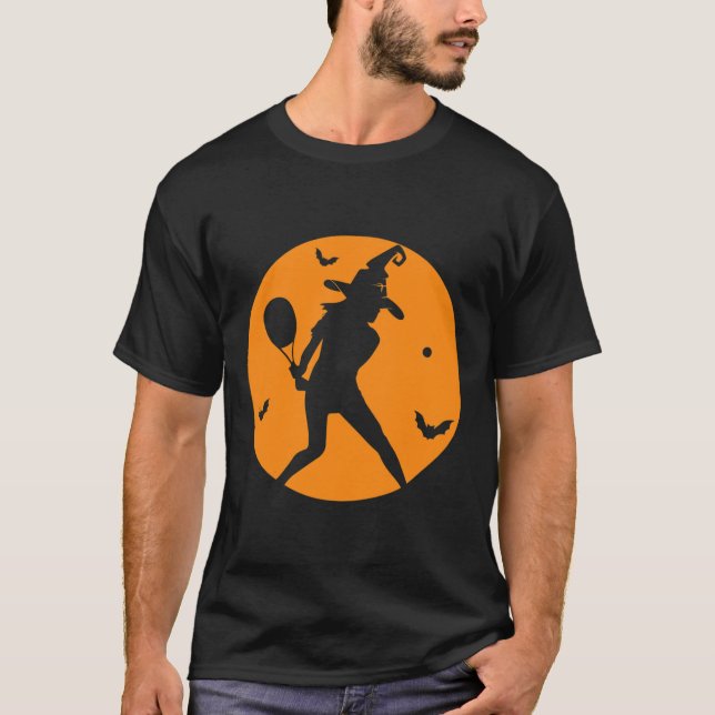 Camiseta Tênis Halloween Roupa De Bruxa Para Jogadores Têni (Frente)