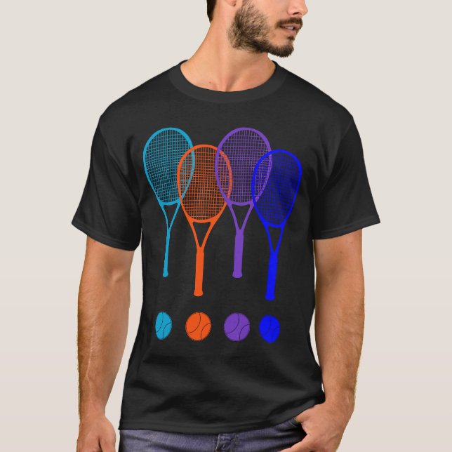 Camiseta Tênis Racket E Jogador De Jogo Homens Mulheres Cri (Frente)