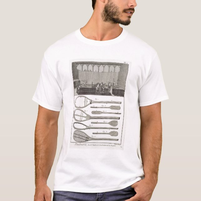 Camiseta Tênis real e a construção das raquetes, de (Frente)