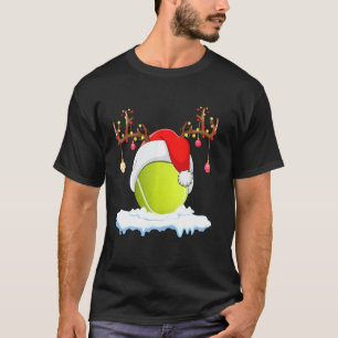 Camiseta Tênis Sports Lover Reindeer Santa Hat Tênis Ball