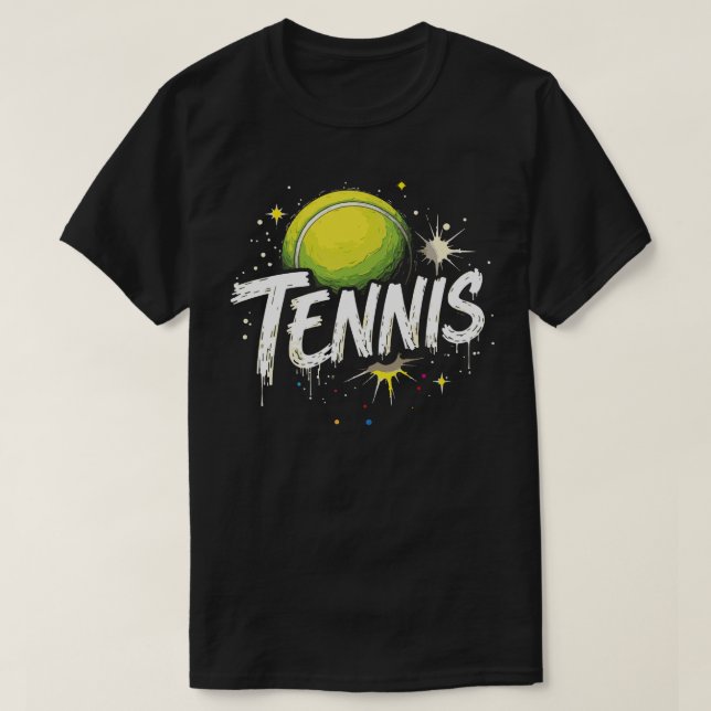 Camiseta tennis ball apparels Colorful Tennis Racket Sport  (Frente do Design)
