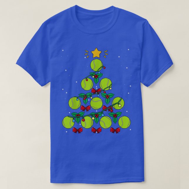 Camiseta Tennis Ball Christmas Tree Racket Game Sport Nativ (Frente do Design)