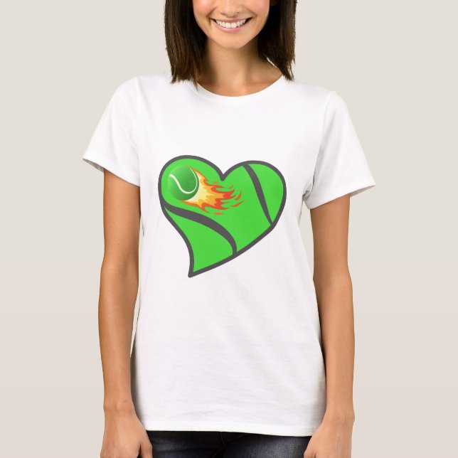 Camiseta Tennis Heart – Flaming Ball Love for the Game (Frente)