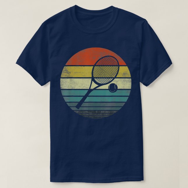 Camiseta Tennis Player Gifts Retro Sunset Tennis Racquet  B (Frente do Design)