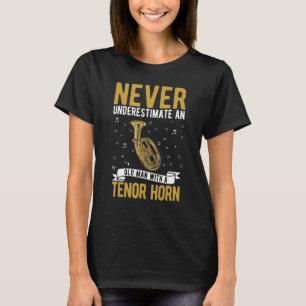 Camiseta Tenor Horn Homem Velho Tocador de Tenor Horn Tenor