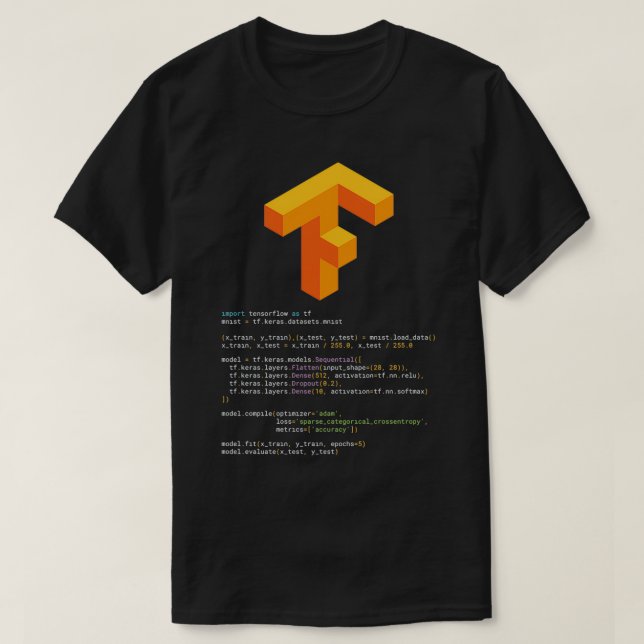 Camiseta Tensorflow keras MNIST (Frente do Design)