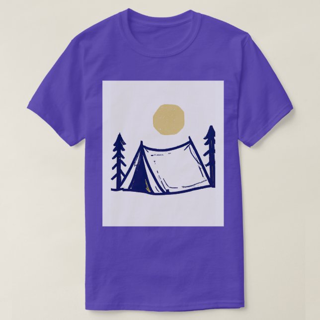 Camiseta Tent 2 de acampamento (Frente do Design)
