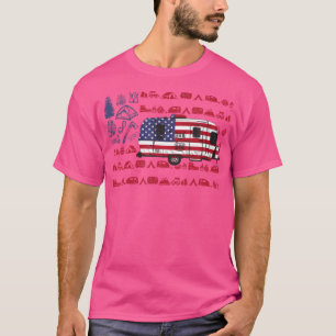 Camiseta Tent Camper Van American Flag Camping 4 De Julho